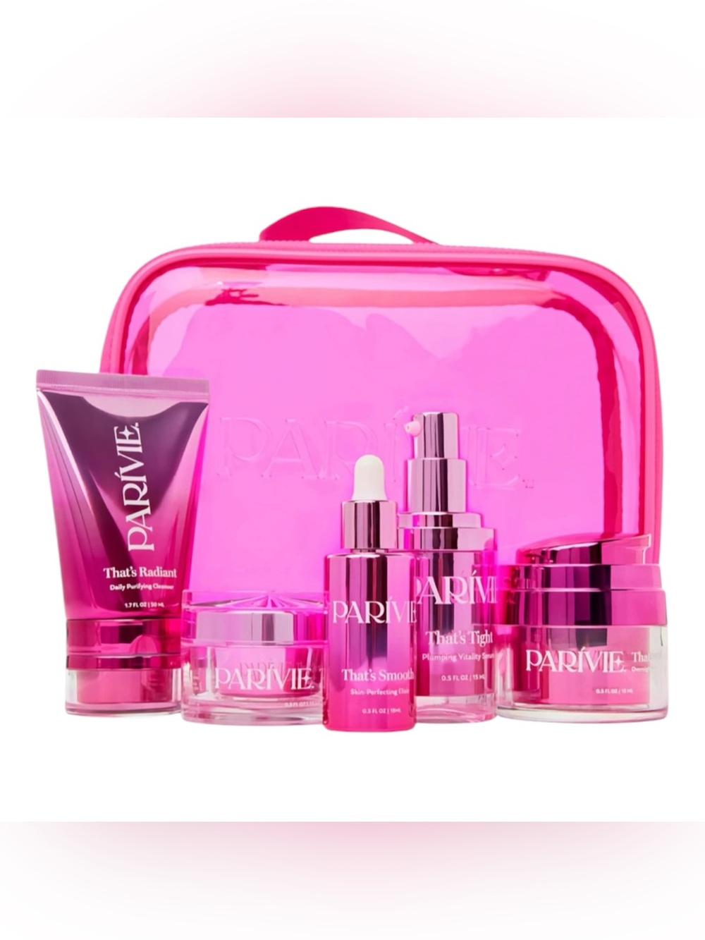 Parivie 5 piece Skincare set & Pink jelly bag 🩷